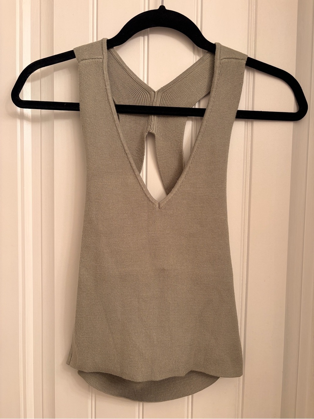 Dynamite V-Neck Knit Tank Top in Sage Green
